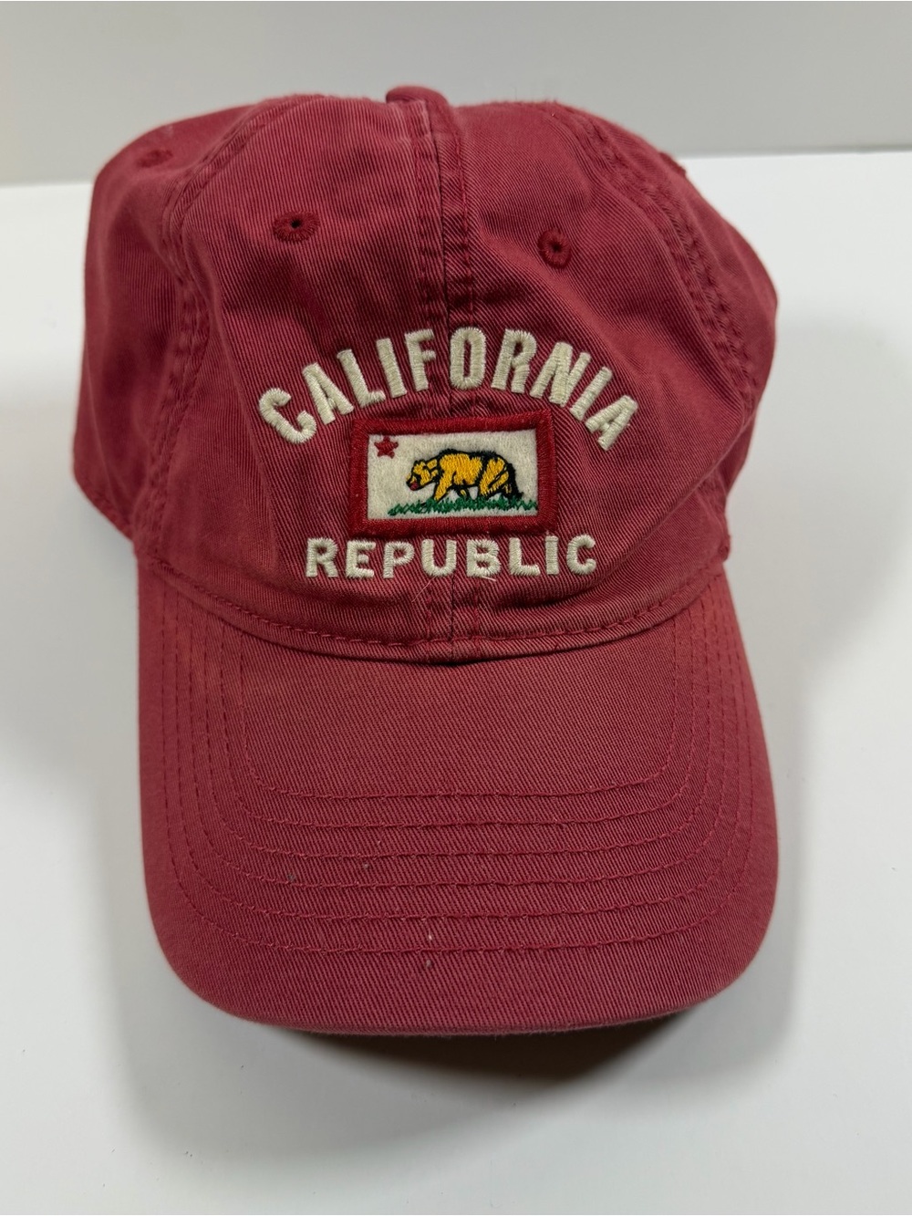California Republic Embroidered Red Baseball Cap